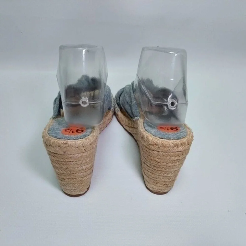 Splendid Sandals 9.5 Blue Coastal Platform Resort Vacation Slingback Espadrilles